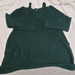 Marled Knit Split Neck Sweater